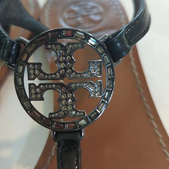 Tory Burch Miller rhinestone logo sandal summer flats - Picture 2 of 11